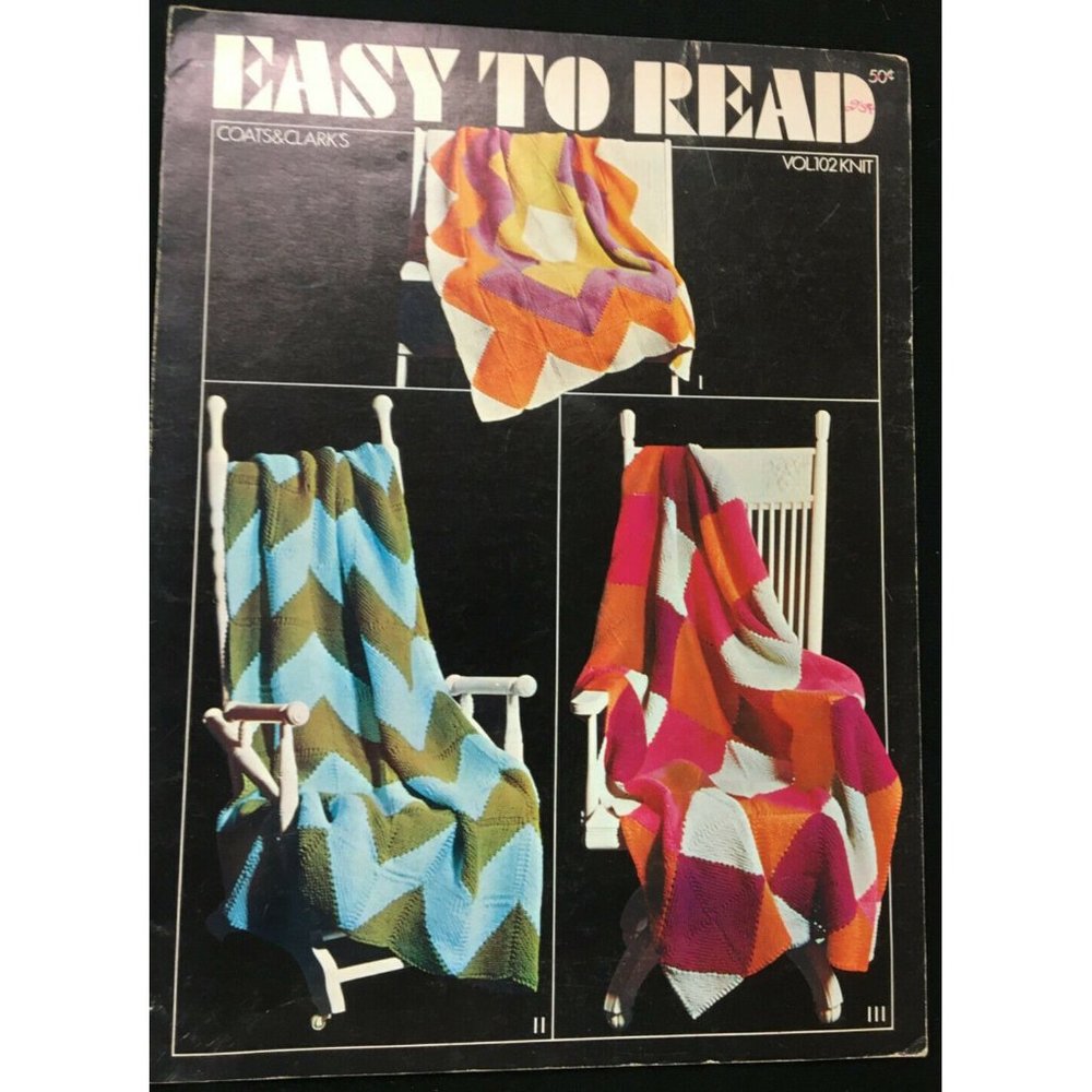 Coats & Clark Knitting Leaflet Easy to Read Vol 102 VINTAGE ©1975